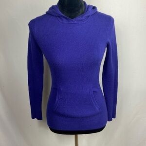 French Connection Violet Knitted Sweater with Kangaroo Pocket and Hood